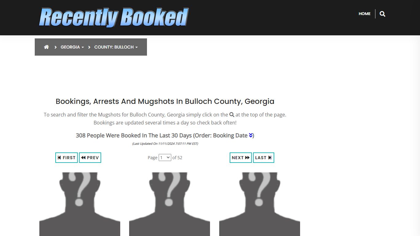 Bookings, Arrests and Mugshots in Bulloch County, Georgia - Recently Booked