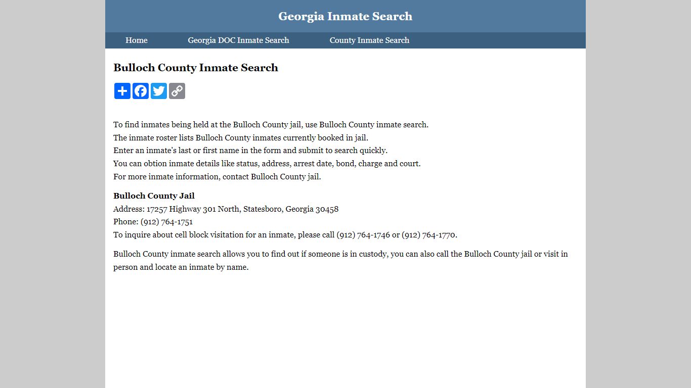 Bulloch County Inmate Search