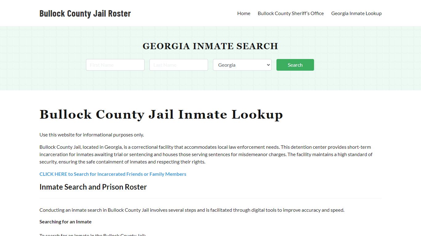 Bullock County Jail Roster Lookup, GA, Inmate Search